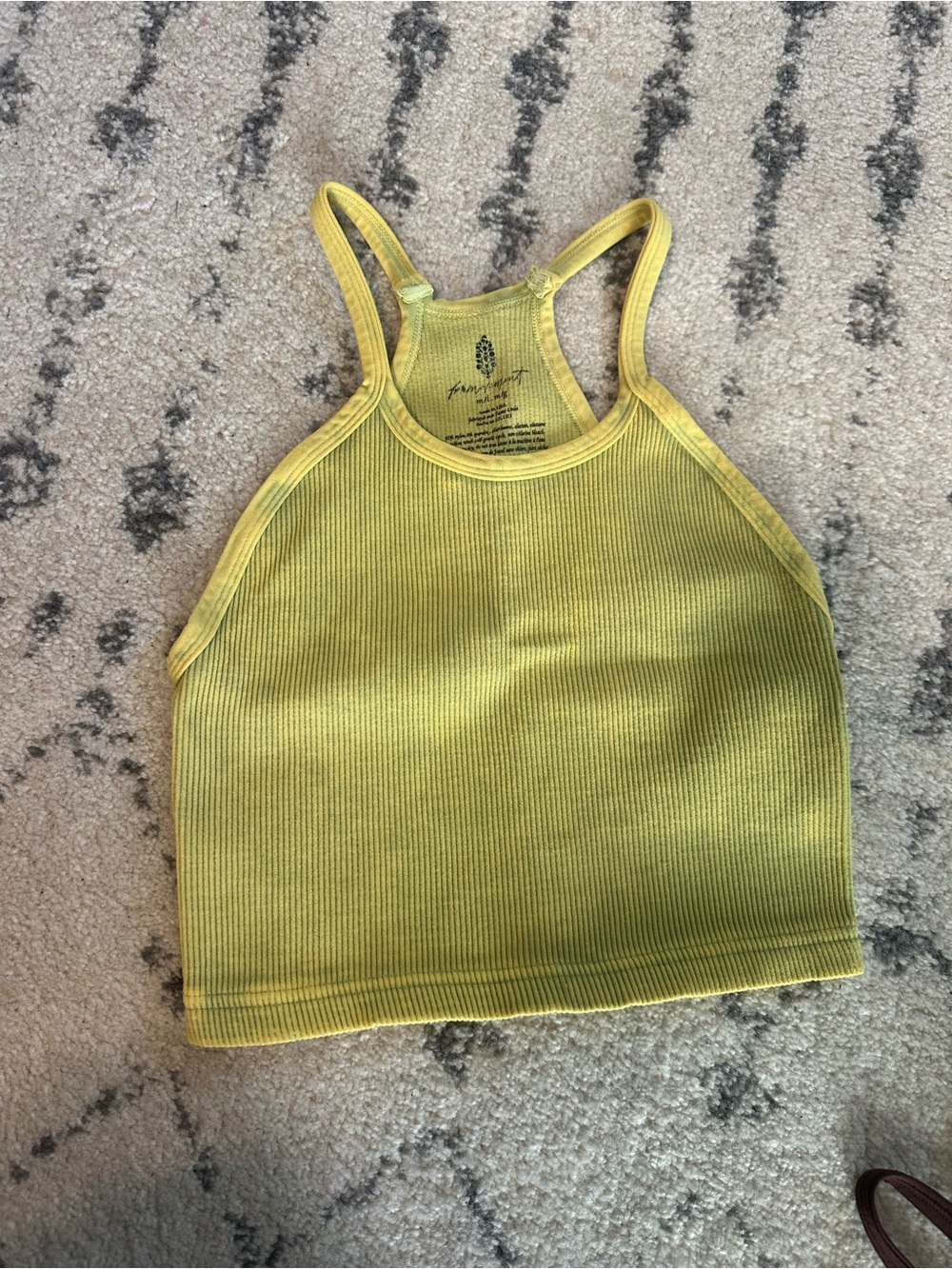 FP Movement by Free People Ribbed Yellow Cropped Tank Top